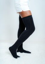 Cotton Thigh High Over The Knee High Boot Stockings Black