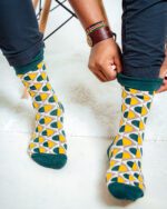 Men's Graphic Print Fun Happy Socks Casual Crew Dress Socks