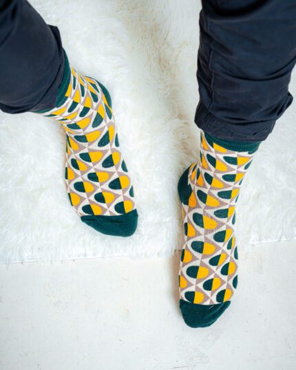 Men's Graphic Print Fun Happy Socks Casual Crew Dress Socks