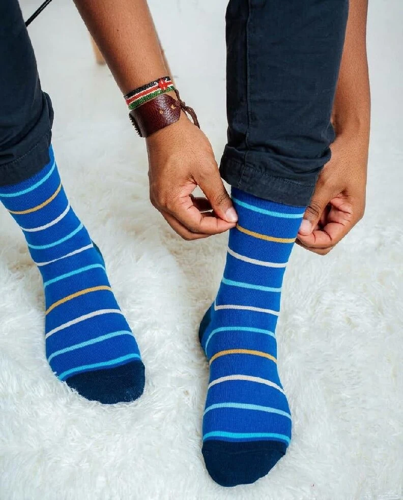 Royal Blue Striped Socks for Men Royal blue striped socks for men